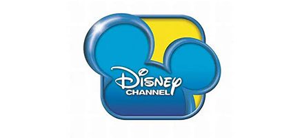 A blue and yellow logo for disney channel.
