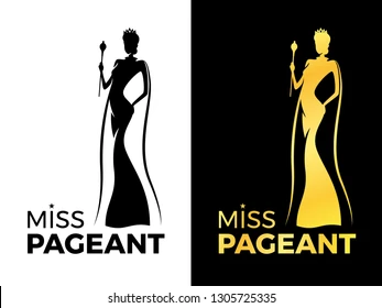 A black and white image of two different logos for miss pageant.